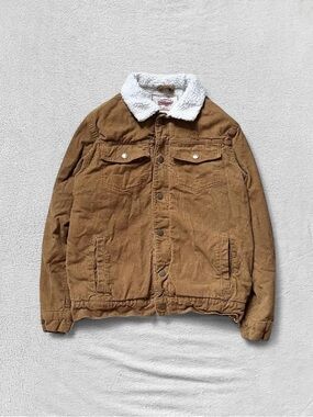 Brooklyn Cloth Workwear Cotton Tan-Brown Corduroy Button-Up Coat, Men’s Medium